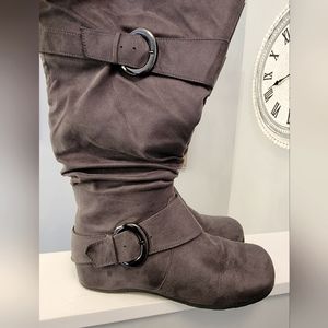 Grey extra- wide calf boots size 10